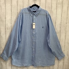 Polo Ralph Lauren Men's 100% Linen Light Blue 3XLT Button Down Shirt Long Sleeve