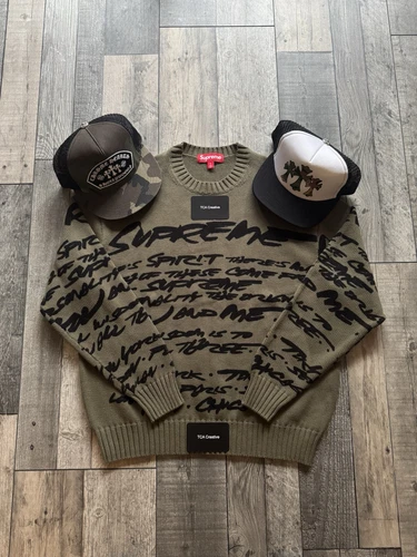 Pull tricoté Supreme x Futura « Vert/Olive » 2024 Petit