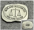 Rutland Bullion Co. 10 Grams Hammered Hand Poured Silver Bar .999 Silver