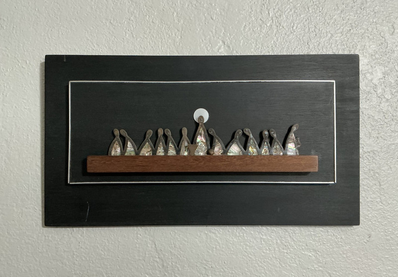 LOS CASTILLO Taxco Mexico LAST SUPPER Sterling Silver Abalone Wall Sculpture MCM