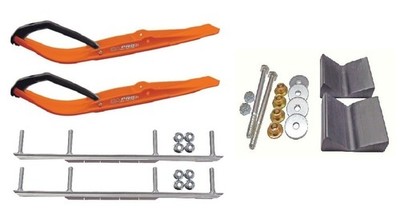 C&A Pro Orange Razor Snowmobile Skis w/ 7.5'' Shaper Bars Complete Kit Polaris