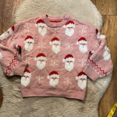 Dunes Stores Sweater Santa Pink Size 7-8 Winter Soft Cozy Kids