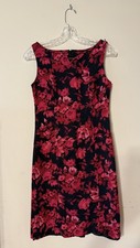 Talbots Red And Black Floral Midi Dress