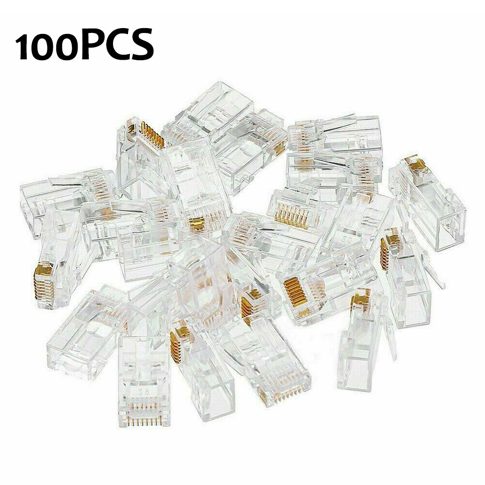 100pcs RJ45 Pass Through Modular Plug CAT5 CAT6 Network Cable