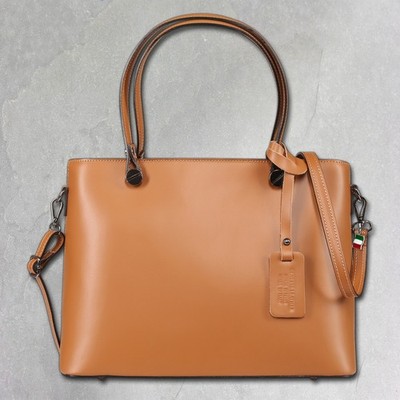 Florence Damen Schultertasche Tote Bag Leder Tasche tan hellbraun OTF175C3