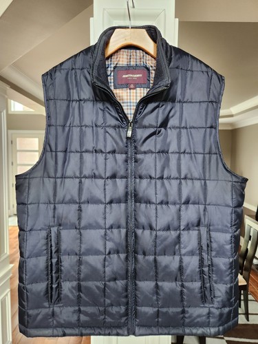 Johnston Murphy gesteppte XL-Weste, marineblau kariert gebraucht, in einwandfreiem Zustand