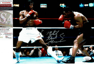 Mitch Blood Green autographed 8x10 action vs   Mike Tyson JSA  Certified