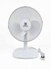 Image of Breezeline 12" Desk Fan White 30W Oscillating 3 Speed Table Fan 90°