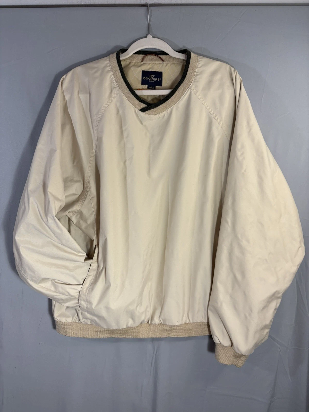 Dockers Golf Vintage Windbreaker Khakiwear Pullover Jacket sz L Light Beige