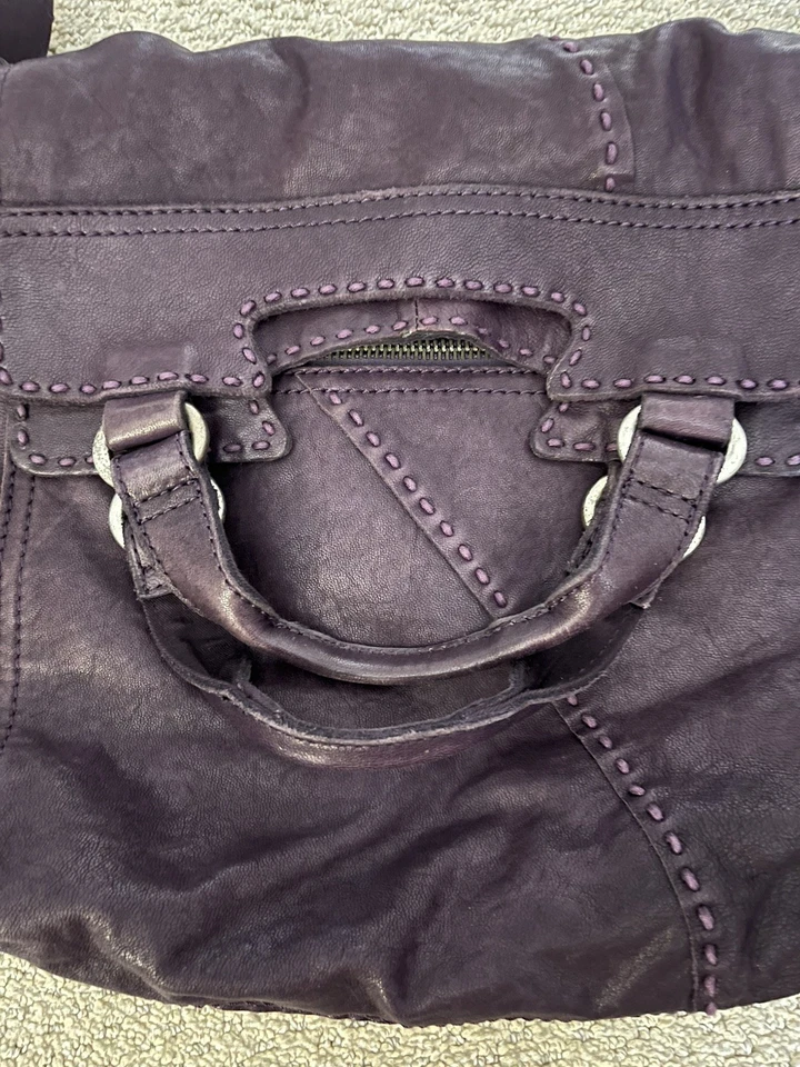 Lucky Brand Abbey Road Fold Over Stitch Purple Leather Crossbody Shoulder Bag  - Image 4 of 4