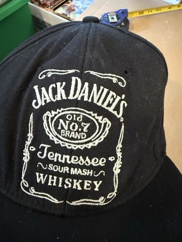 Cappello berretto Jack Daniels aderente 7 5/8 nero whisky logo vintage fascia flessibile fit - Foto 2 di 8