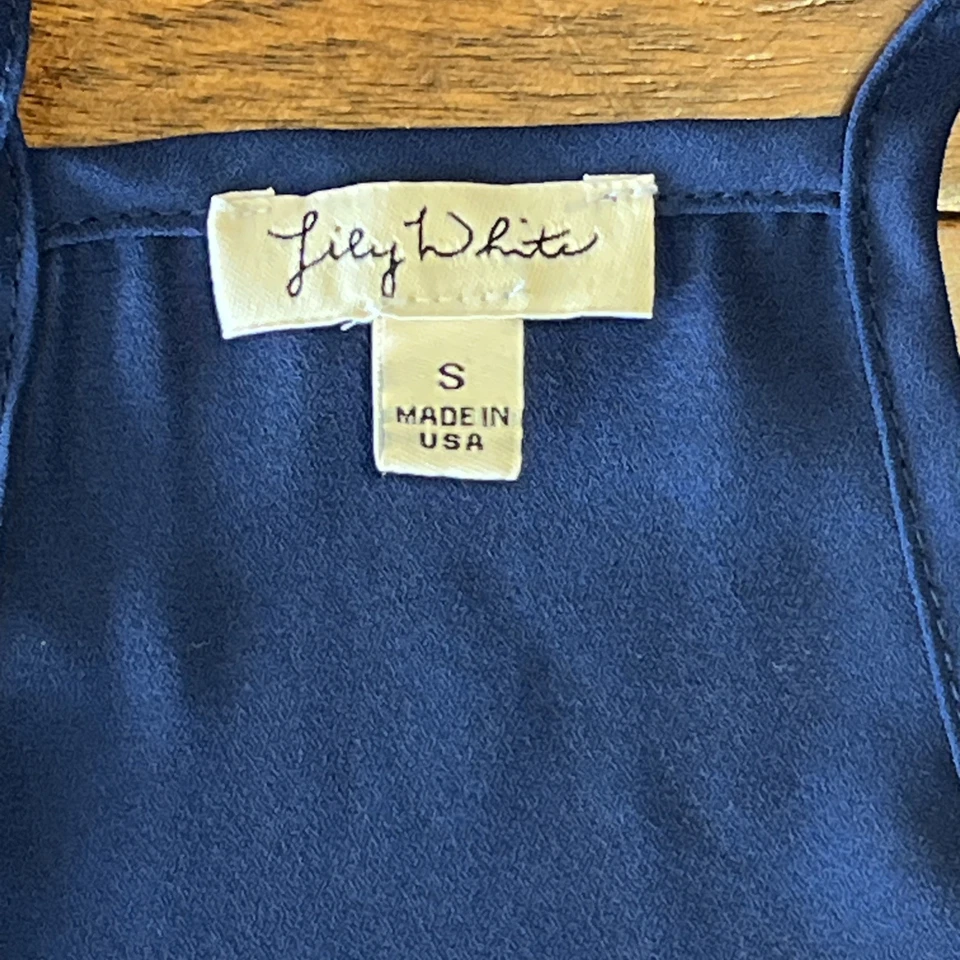 Camiseta sin mangas Lily blanca para mujer talla S cuerda de espagueti drapeada azul viscosa EE. UU. Foto 2 de 4