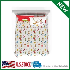 Grinch Queen Size Bed Linen Set 4 Piece Microfiber Sheets Pillowcases