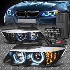 PARA BMW E90 SERIE 3 09-12 3D AZUL LED U-HALO FAROS FAROS FAROS + JUEGO HERRAMIENTAS NEGRO