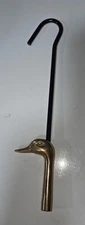 Vintage Brass Duck Head Flue Damper Pull Hook 11.75" Taiwan