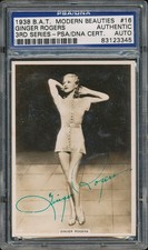 Ginger Rogers Signed 1938 B.A.T Mod Beauties Film Card PSA DNA Movie Autographed