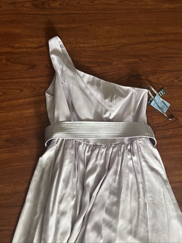 NWT White By Vera Wang Ebony Purple One Shoulder Belted Formal Dress Size 14 A3 - Picture 4 of 16