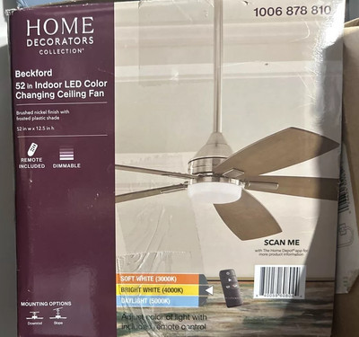 Beckford 52 in. LED Indoor Brushed Nickel Ceiling Fan - Silver (YG630BN)