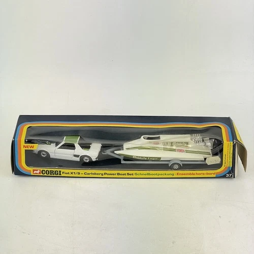 Vintage Boxed Corgi Toys 37 Fiat X1/9 Carlsberg Power Boat Set