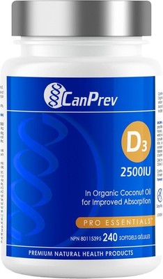 CanPrev Vitamin D3 2500 IU Optimal Absorption MCT Oil Coconut Flavor 240pcs NEW
