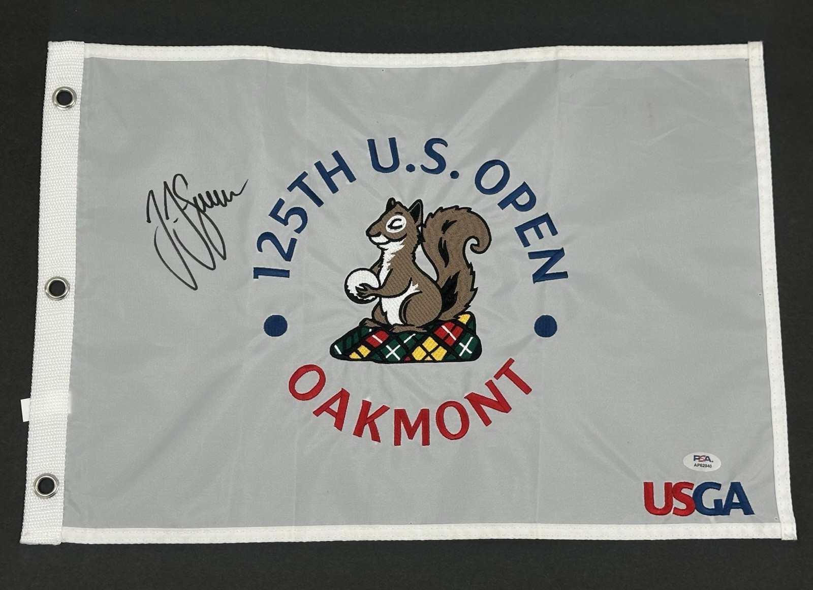 JJ Spaun Signed 2025 US Open Flag Oakmont Champion Autographed Auto ~ PSA COA! 
