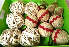 16 Wicker Rattan Ball CHRISTMAS Tree Ornaments Large & Small Natural Woven Vine