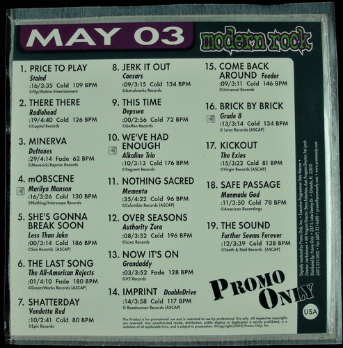 PROMO ONLY "MODERN ROCK MAY 2003" DJ PROMO CD COMPILATION MARILYN MANSON *NEW* - Picture 2 of 3