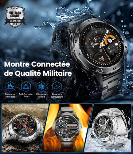 SUNKTA EF6-Q Montre Connectée Homme avec Lampe de Poche LED pour Android iOS - Photo 6/7