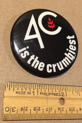 Vintage 4C Breadcrumb Pin 4C ist die krümeligste Pinback Werbung schwarz rund - Bild 2 von 5