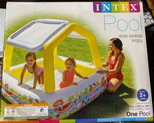 intex inflatable ocean scene sun shade kids swimming pool with canopy