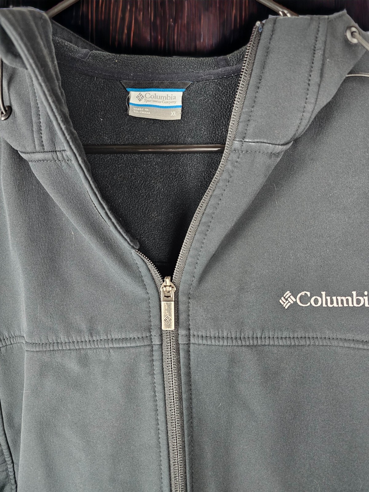 Columbia Softshell Jacket Men's XL Black Full Zip Fleece Lined Coat