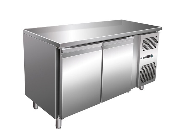 Gastro Edelstahl Kühltisch Kühltheke 2 Türen 155 L -2/+8°C Umluftkühlung