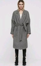 Allsaints Lara Check Wool Coat Size S Rrp £359