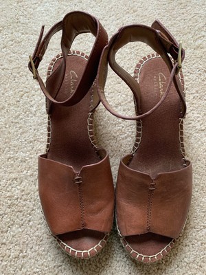 clarks artisan leather espadrille wedge sandals