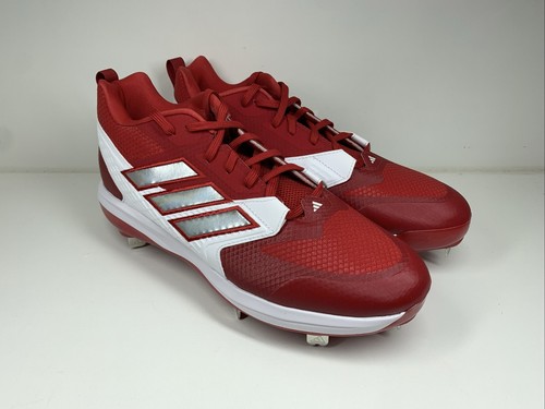 Men's Red and White Adidas Icon 8 Baseball Cleats Size 12 NWT IG7104 - Picture 2 of 13