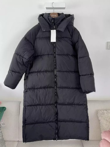 ZARA Coat Puffer Water and Wind Protection Hooded Long Anorak Coat Size XL Black