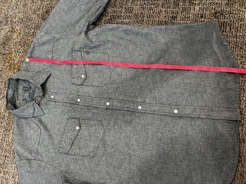 Mens Volcom Button Up Shirt Pearl Snap Cowboy Western Grey Tweed - Picture 6 of 8