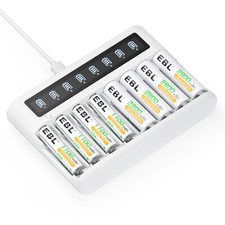 EBL Rechargeable AAA 4pcs, / AA Batteries 4pcs,  8-Slot AA AAA Charger