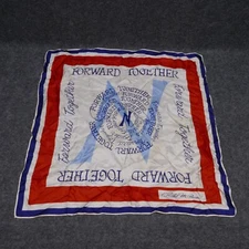 1969 Richard Nixon Forward Together Frankie Welch Silk Scarf Handkerchief 20"