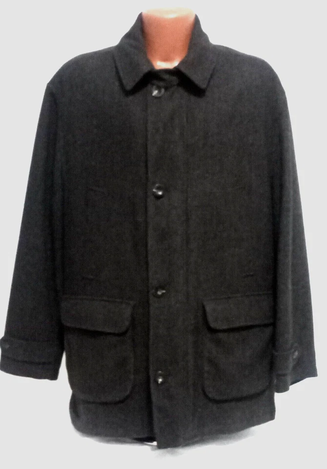 RARE VINTAGE PENDLETON HERRINGBONE DARK BROWN 1OO%WOOL MENS' PEACOAT JACKET XL - Image 2 of 4