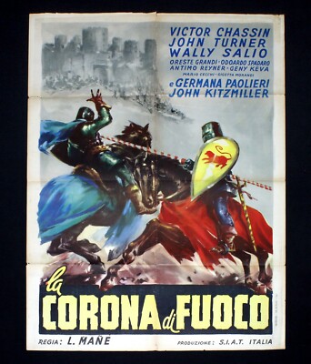 LA CORONA DI FUOCO manifesto poster Umberto Biancamano Cavaliere Duello D62