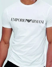 Emporio Armani White Men's cotton T-Shirt Round Neck,Size M*L*XL*XXL*3XL