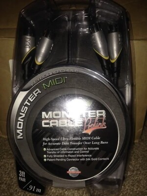 Monster M MIDI-3P StudioLink Patchbay 3ft. 5 Pin DIN Pair Cables - NEW