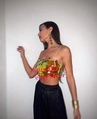 ZARA WOMAN NWT FW22 GOLDEN SHORT SEQUIN TOP ALL SIZES REF: 9406