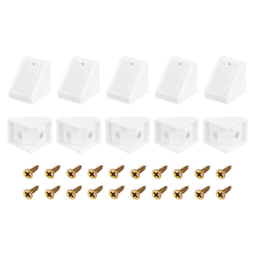 10Sets 90 Degree Plastic Corner Braces with Cover Cap 17.5x20x20mm (White) - Afbeelding 1 van 6