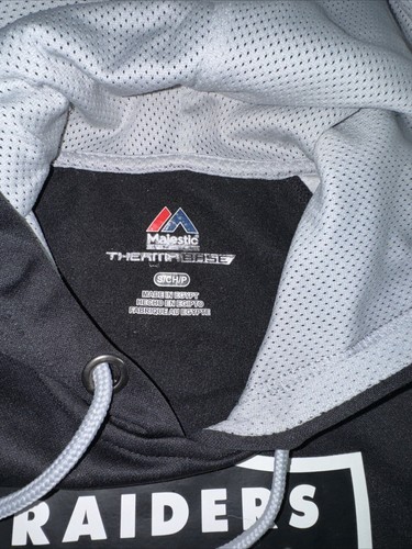 Majestic Therma Base Men SIZE S NFL LAS VEGAS RAIDERS Team Black Hoodie Sweater - Picture 3 of 5