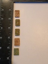  Egyptian Stone Bead  Amulet Pendant Heiroglyphic Art Both Sides Lot of 5