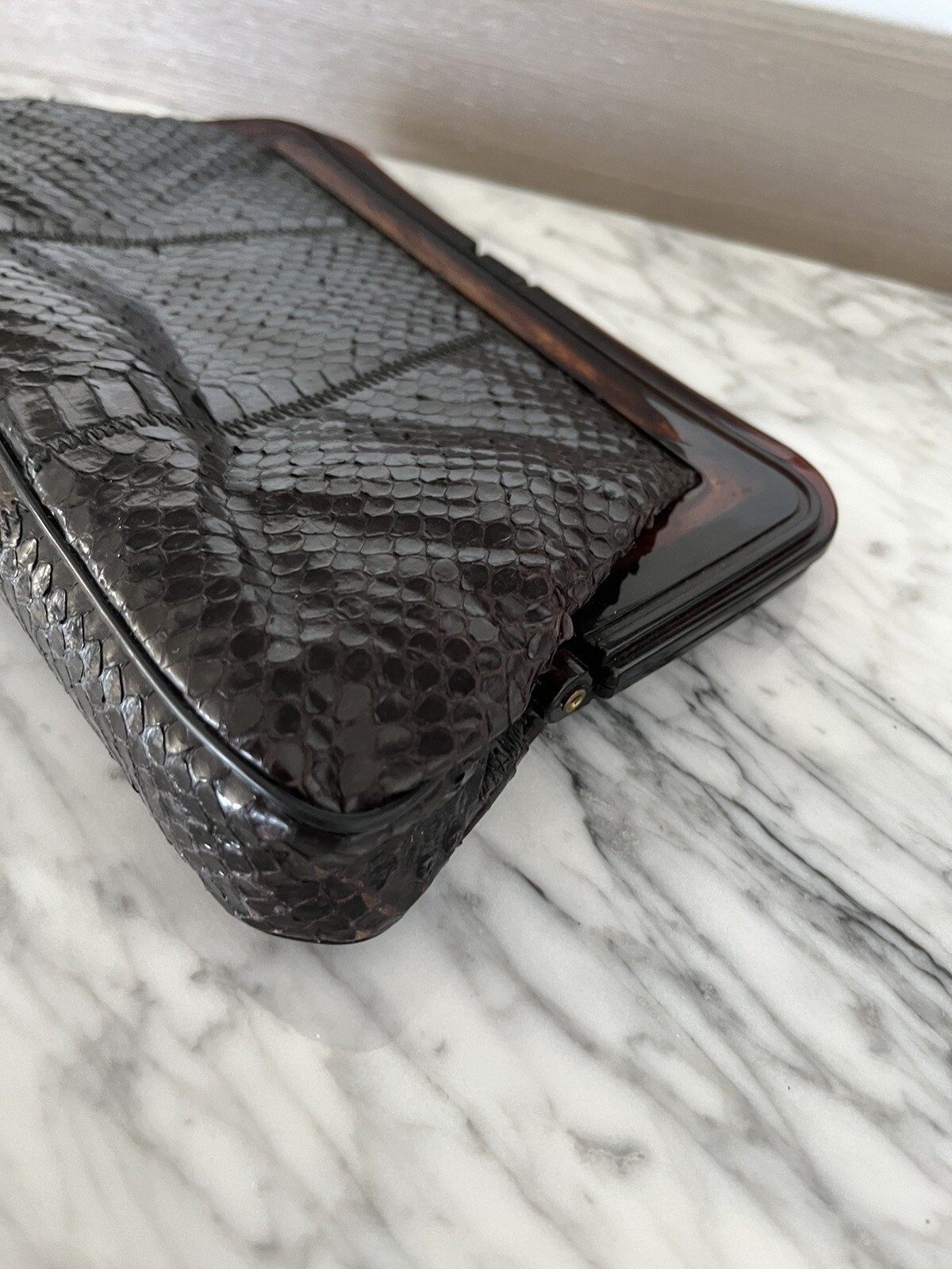 Margolm Black Python Snakeskin Tortoise Bakelite … - image 7