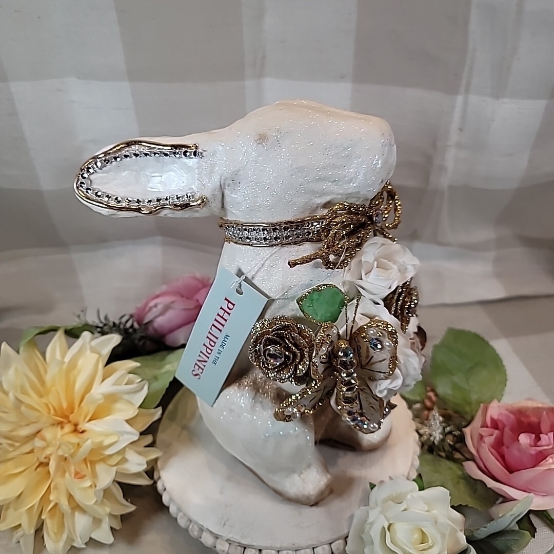 Jeweled Rabbit Embellished Rhinestones Flowers Butterfly Easter Spring