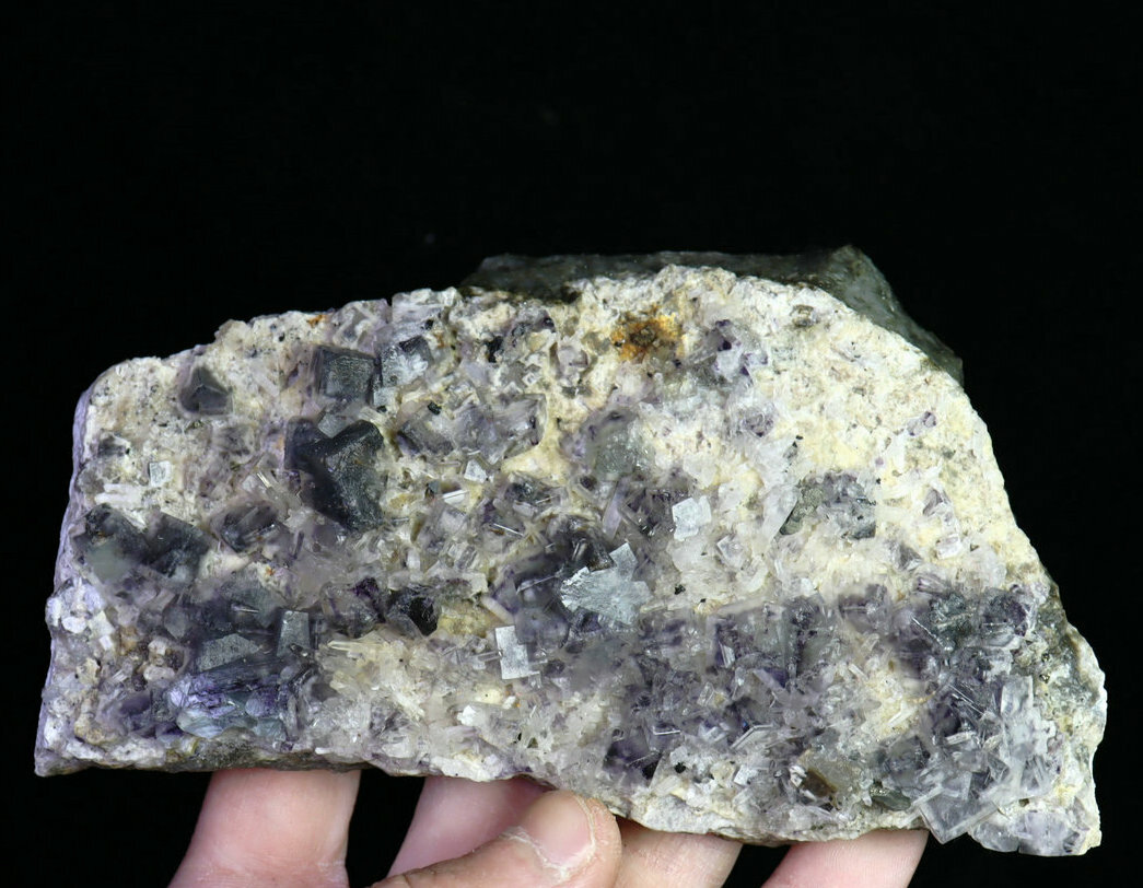 Natural Purple Green Phantom Cube Fluorite Crystal Cluster Mineral Specimen